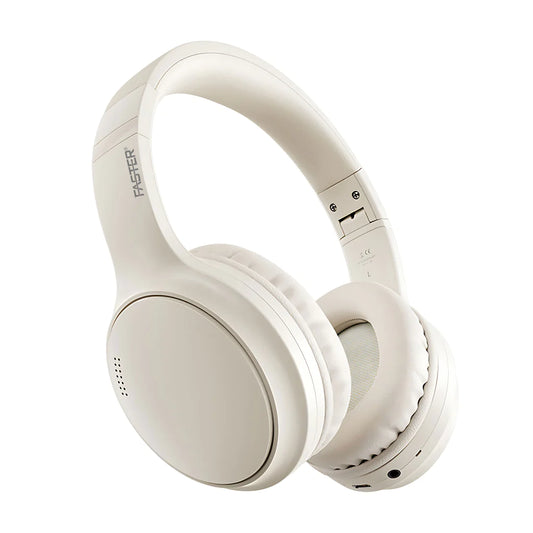 A Side view of Faster S5 offWhite Wireless headphones