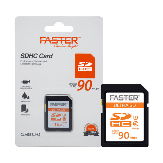 FASTER Class 10 SDHC Card – 90MBPS High-Speed Storage