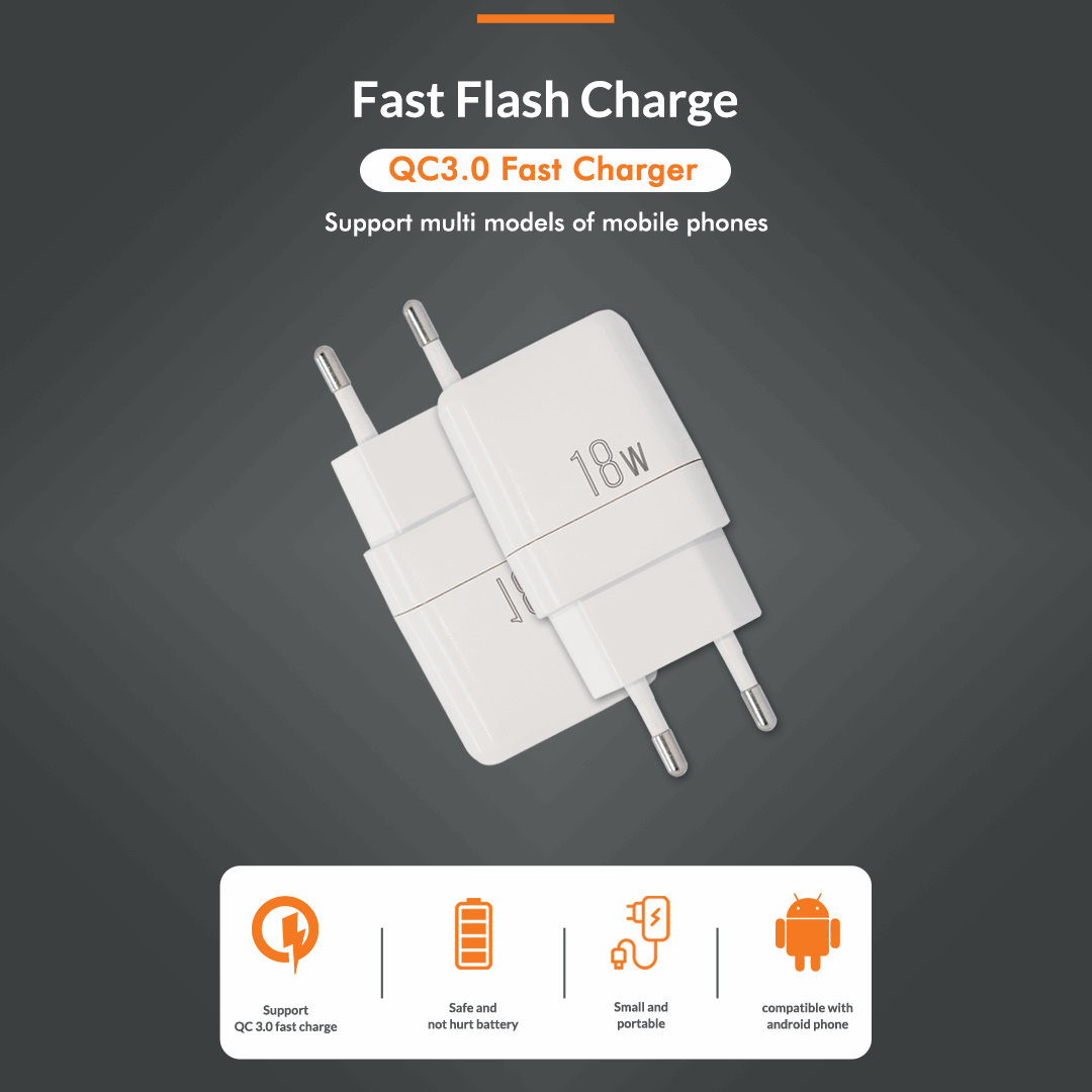 FASTER FC-58 Fast Charging Wall Adapter 18W Qualcomm QC 3.0A