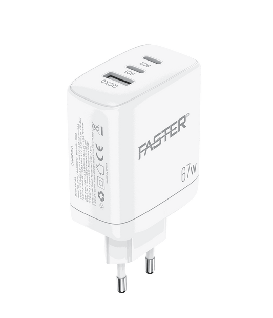 FASTER PD-67W USB-C Super Fast Charging Wall Charger QC 3.0A With PD Cable