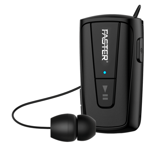 FASTER R12 Pro Retractable Bluetooth Headset Clip-on Earbuds Hands-free with Microphone